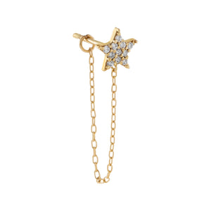 14K Gold / Single CZ Star Chain Stud Earring 14K - Adina Eden's Jewels