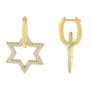 Gold Pavé Open Starburst Huggie Earring - Adina Eden's Jewels