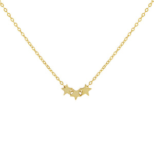 Gold Solid Triple Star Necklace - Adina Eden's Jewels