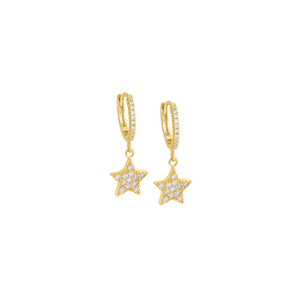 Pavé Dangling Star Huggie Earring | Adina Eden Jewels