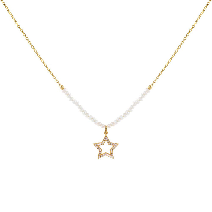 Gold Star X Pearl Chain Necklace - Adina Eden's Jewels