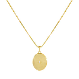 Gold CZ Starburst Locket Box Chain Necklace - Adina Eden's Jewels