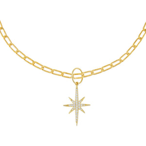 Gold Pavé Starburst Twisted Paperclip Choker - Adina Eden's Jewels