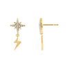 Gold Pavé Starburst X Lightning Stud Earring - Adina Eden's Jewels