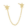 Gold / Single Double Star Chain Stud Earring - Adina Eden's Jewels