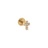 14K Gold / Single CZ Mini Cross Threaded Stud Earring 14K - Adina Eden's Jewels