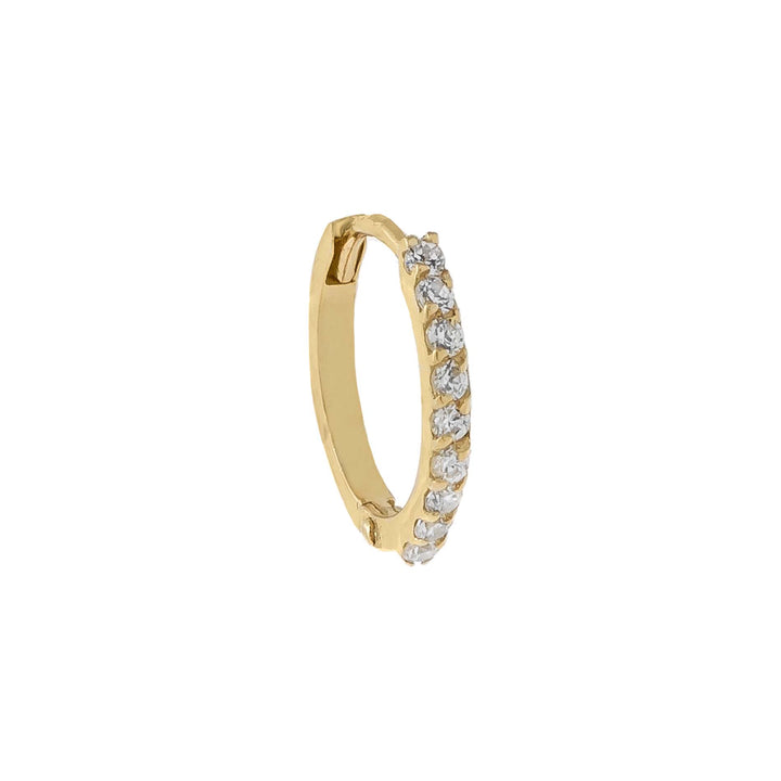 14K Gold / 1 MM / Single Pavé Cartilage Huggie Earring 14K - Adina Eden's Jewels