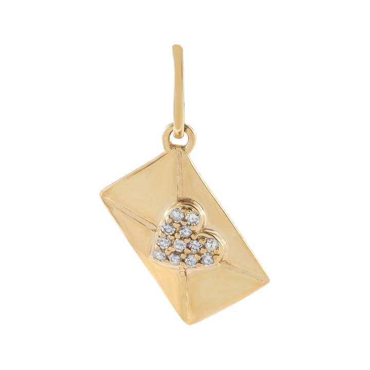 14K Gold Diamond Envelope Heart Charm 14K - Adina Eden's Jewels