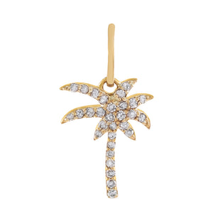 14K Gold Diamond Palm Tree Charm 14K - Adina Eden's Jewels
