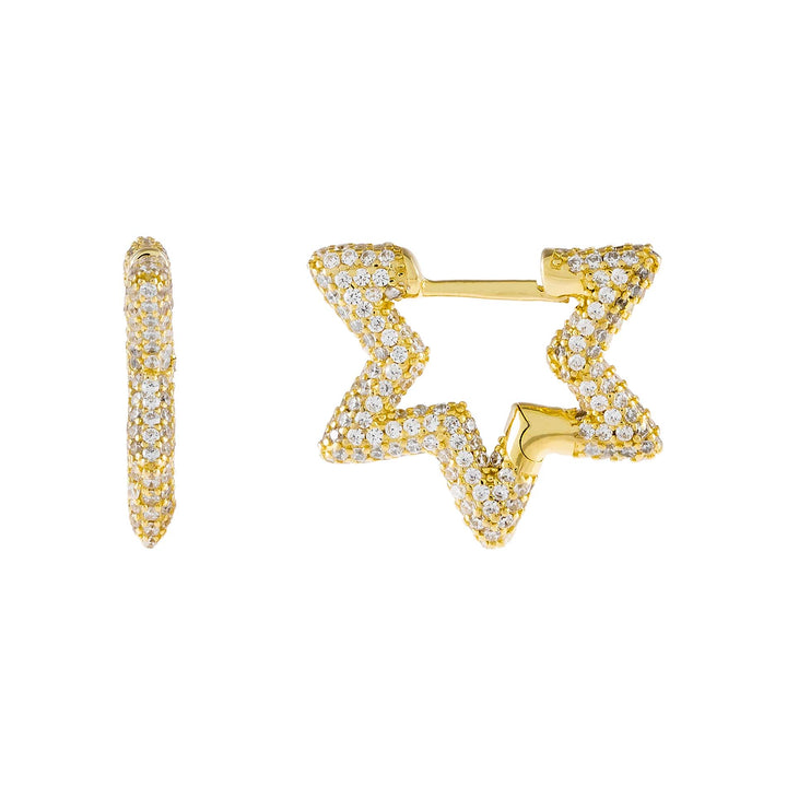 Gold Pavé Mini Starburst Huggie Earring - Adina Eden's Jewels