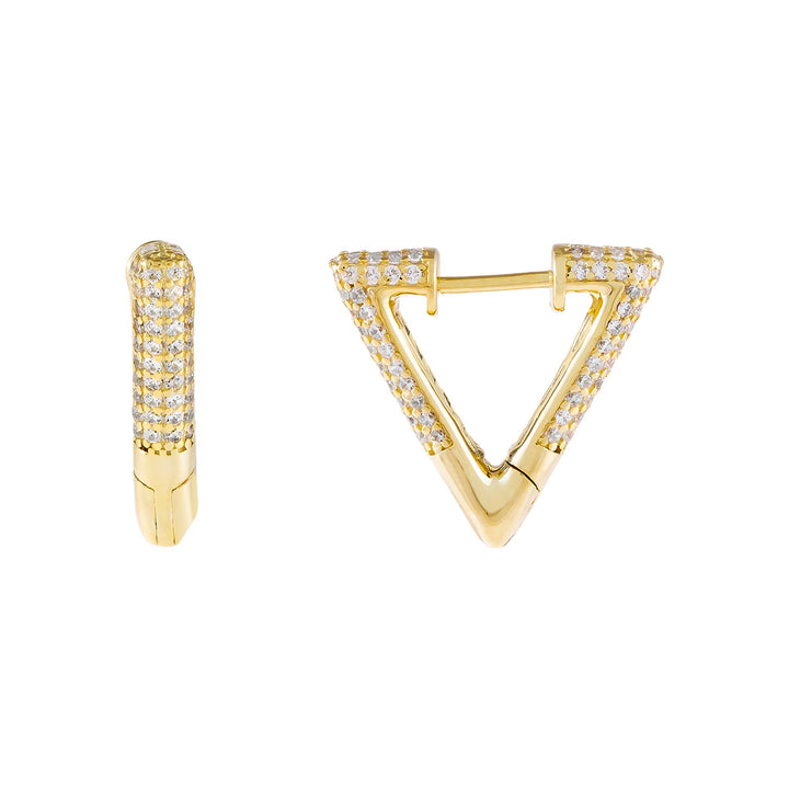 Gold Pavé Triangle Huggie Earring - Adina Eden's Jewels