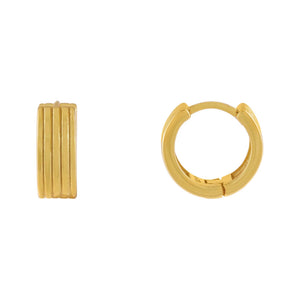 Gold Chunky Ribbed Hoop Earring - Adina Eden's Jewels