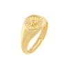Gold CZ Starburst Adjustable Signet Ring - Adina Eden's Jewels