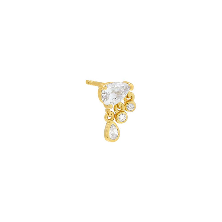 Gold / Single Dangling Teardrop Charms Stud Earring - Adina Eden's Jewels