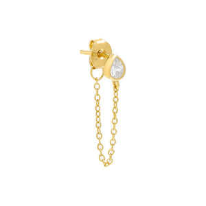 Gold / Pear / Single Pear Bezel Front Back Stud Earring - Adina Eden's Jewels