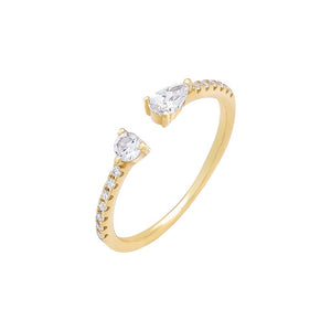 Gold / 5 Colored Double Stone Open Ring - Adina Eden's Jewels