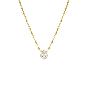 Gold / Pear Pear Bezel Solitaire Necklace - Adina Eden's Jewels