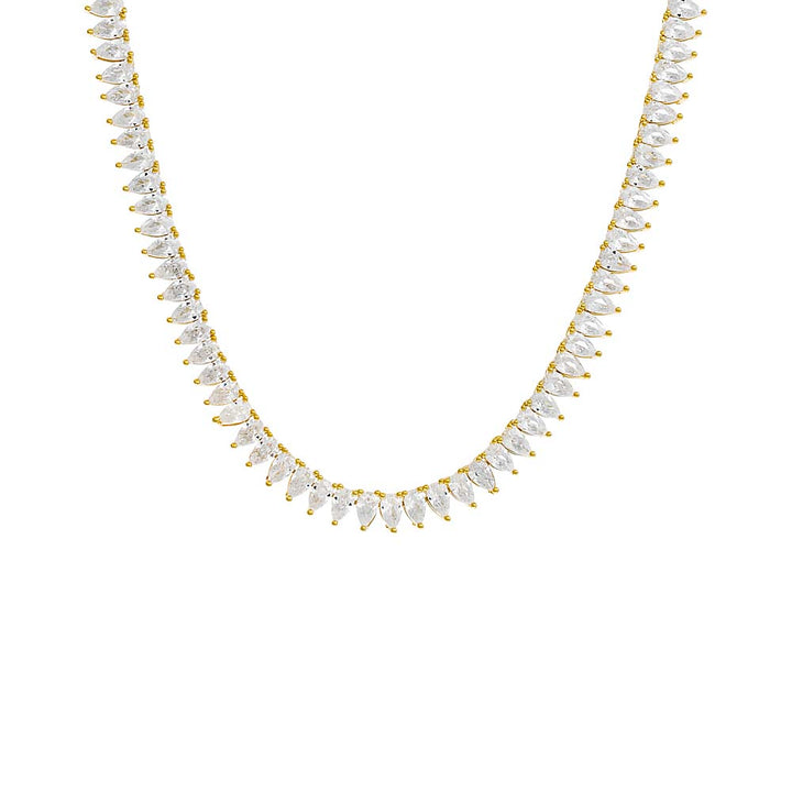 Gold Pear Shaped Tennis Necklace - Adina Eden's Jewels