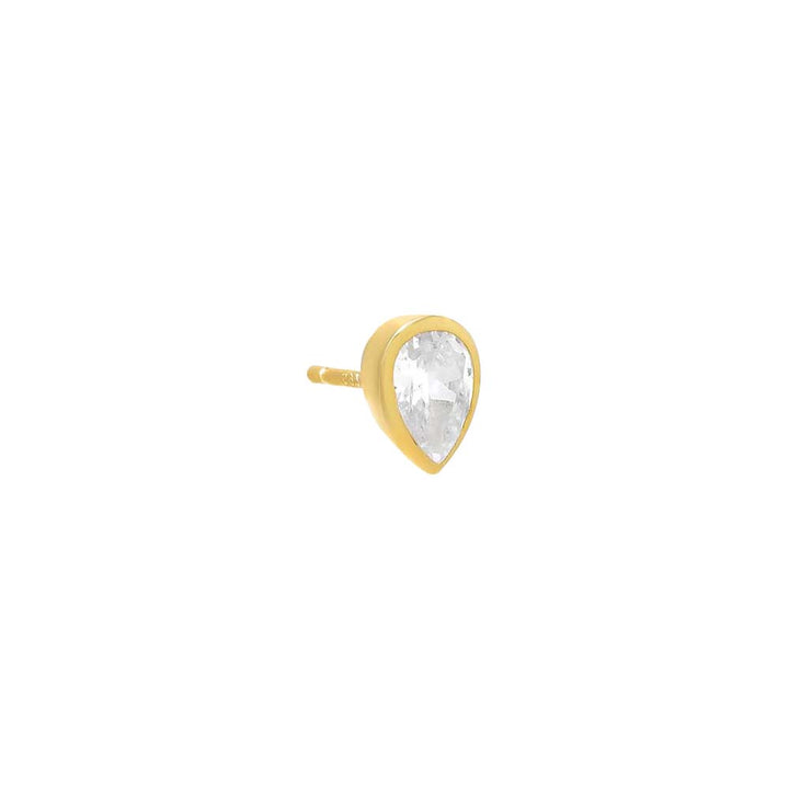 Gold / Single / 6MM Teardrop Bezel Stud Earring - Adina Eden's Jewels