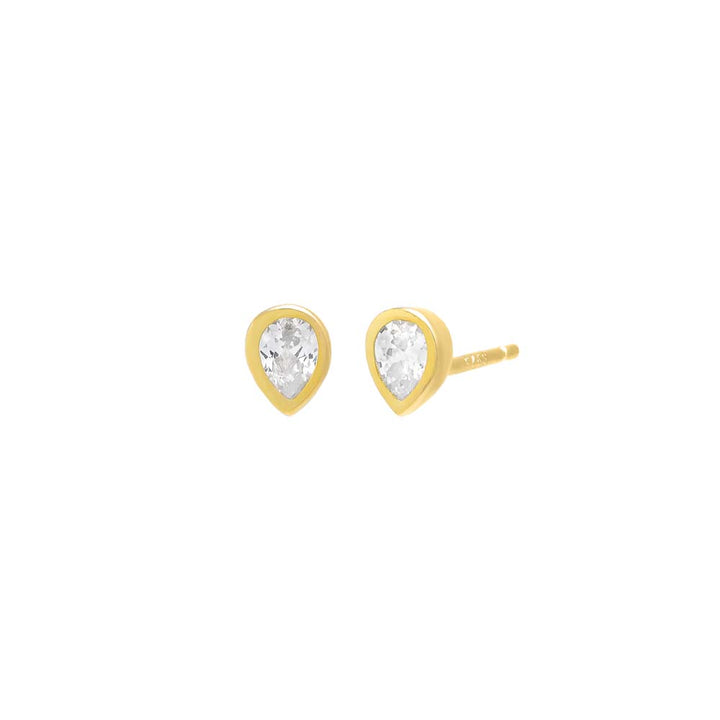 Gold / Pair / 3MM Teardrop Bezel Stud Earring - Adina Eden's Jewels