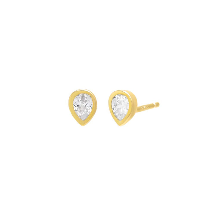 Gold / Pair / 4MM Teardrop Bezel Stud Earring - Adina Eden's Jewels