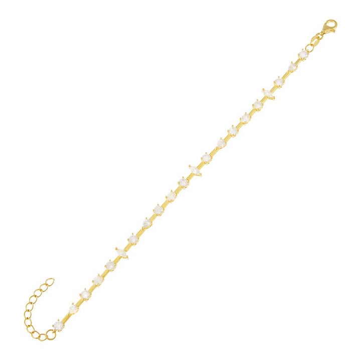 Gold Multi Shape CZ Bracelet - Adina Eden's Jewels