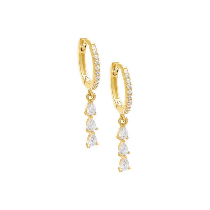 Gold Pavé Teardrop Huggie Earring - Adina Eden's Jewels