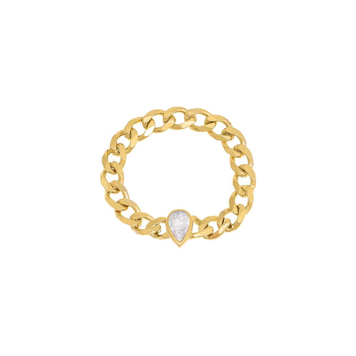 Gold / Pear / 6 Pear Bezel Cuban Ring - Adina Eden's Jewels