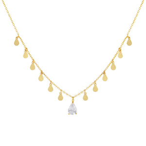 Gold CZ X Solid Teardrop Necklace - Adina Eden's Jewels