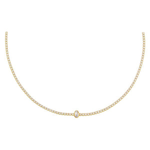 Gold / Oval Oval Bezel Thin Tennis Choker - Adina Eden's Jewels