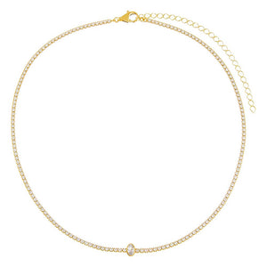  Oval Bezel Thin Tennis Choker - Adina Eden's Jewels