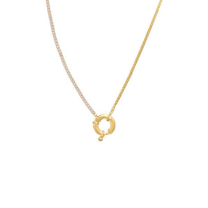 Gold Tennis X Box Link Toggle Necklace - Adina Eden's Jewels