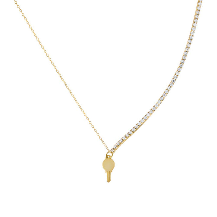 Gold / 14" Chain x Tennis Key Necklace - Adina Eden's Jewels