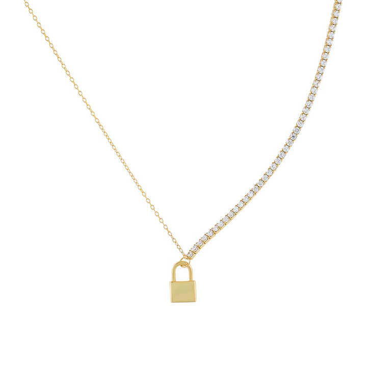 Gold / 14" Chain x Tennis Lock Necklace - Adina Eden's Jewels
