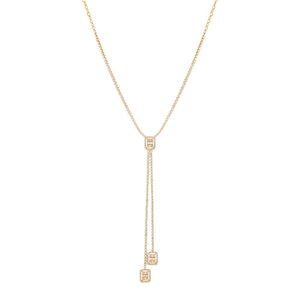 14K Gold Radiant Diamond Lariat Necklace 14K - Adina Eden's Jewels