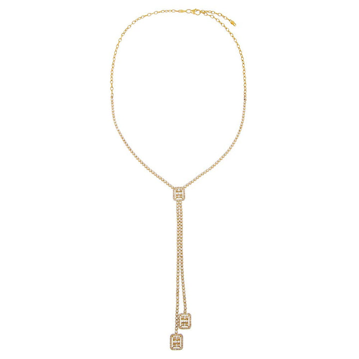  Radiant Diamond Lariat Necklace 14K - Adina Eden's Jewels