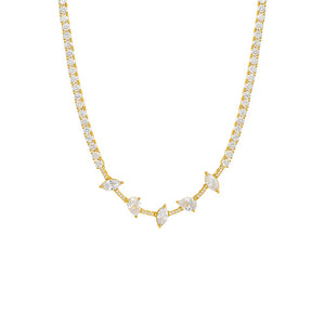 Gold Colored Multi Shape Tennis Necklace - Adina Eden's Jewels