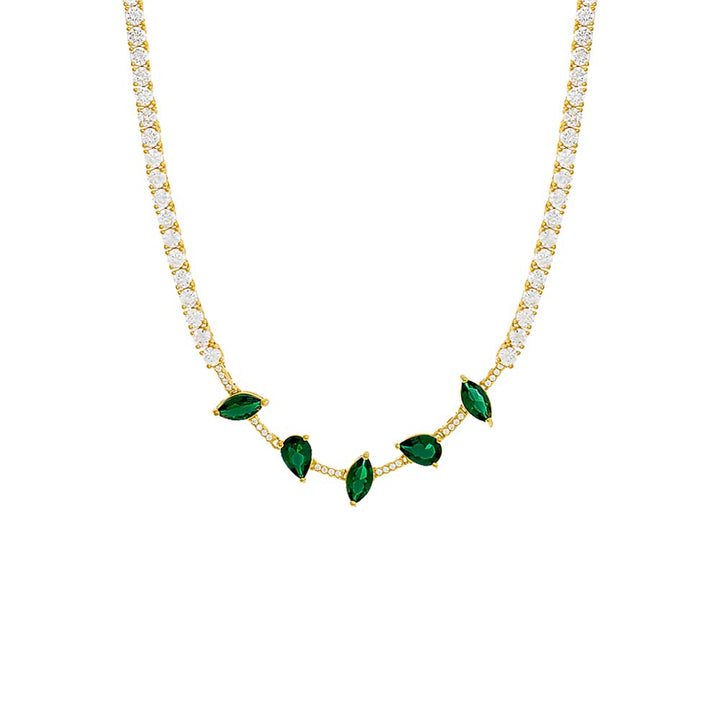 Emerald Green Colored Multi Shape Tennis Necklace - Adina Eden's Jewels