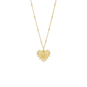 Gold / 20IN Heart X CZ Charm Necklace - Adina Eden's Jewels