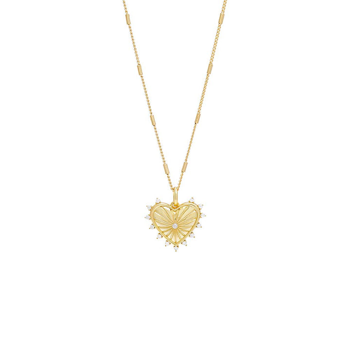 Gold / 20IN Heart X CZ Charm Necklace - Adina Eden's Jewels
