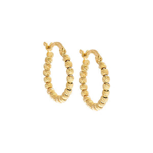 14K Gold Moon Cut Beaded Hoop Earring 14K - Adina Eden's Jewels