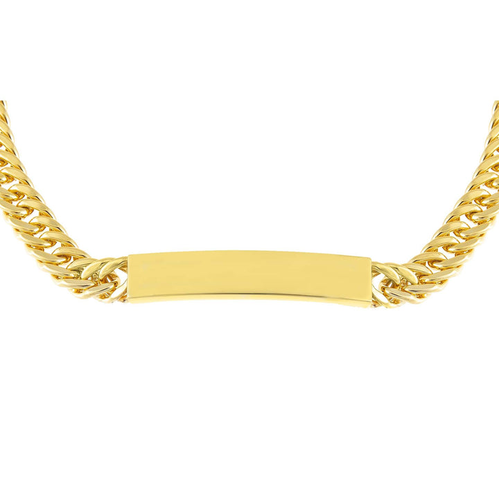Gold Engravable Hollow Cuban Curb Bar Chain Choker - Adina Eden's Jewels