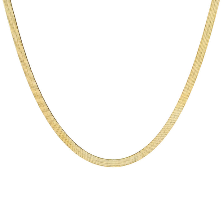 14K Gold / 3 MM / 15” Liquid Herringbone Necklace 14K - Adina Eden's Jewels