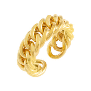 Gold Chunky Double Curb Chain Ring - Adina Eden's Jewels