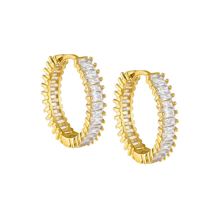 Gold Thin Baguette Huggie Earring - Adina Eden's Jewels