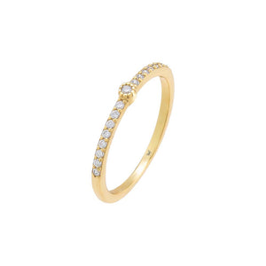 Gold / 5 Accented Single Stone Pavé Ring - Adina Eden's Jewels
