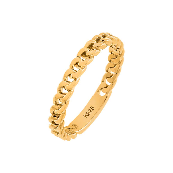 Gold / 6 Solid Curb Link Ring - Adina Eden's Jewels