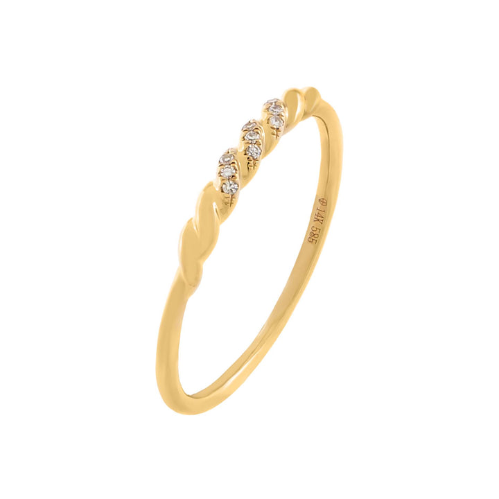 14K Gold / 6.5 Diamond Twisted Ring 14K - Adina Eden's Jewels