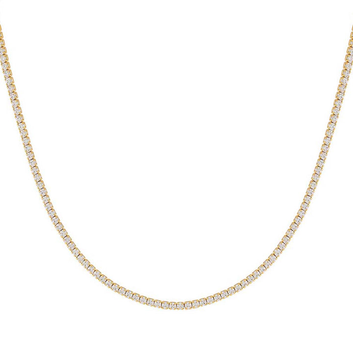 Gold / 18" Classic Thin Tennis Necklace - Adina Eden's Jewels