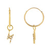 14K Gold CZ Mini Lightning Bolt Hoop Earring 14K - Adina Eden's Jewels